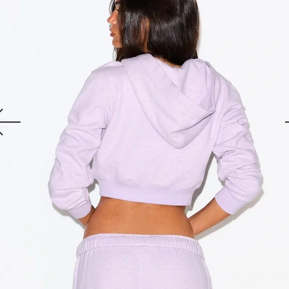 SOLD DO NOT BUY SKIMS Purple Heather Cotton Fleece Hoodie MEDIUM+ Matching Pant - Picture 6 of 10
